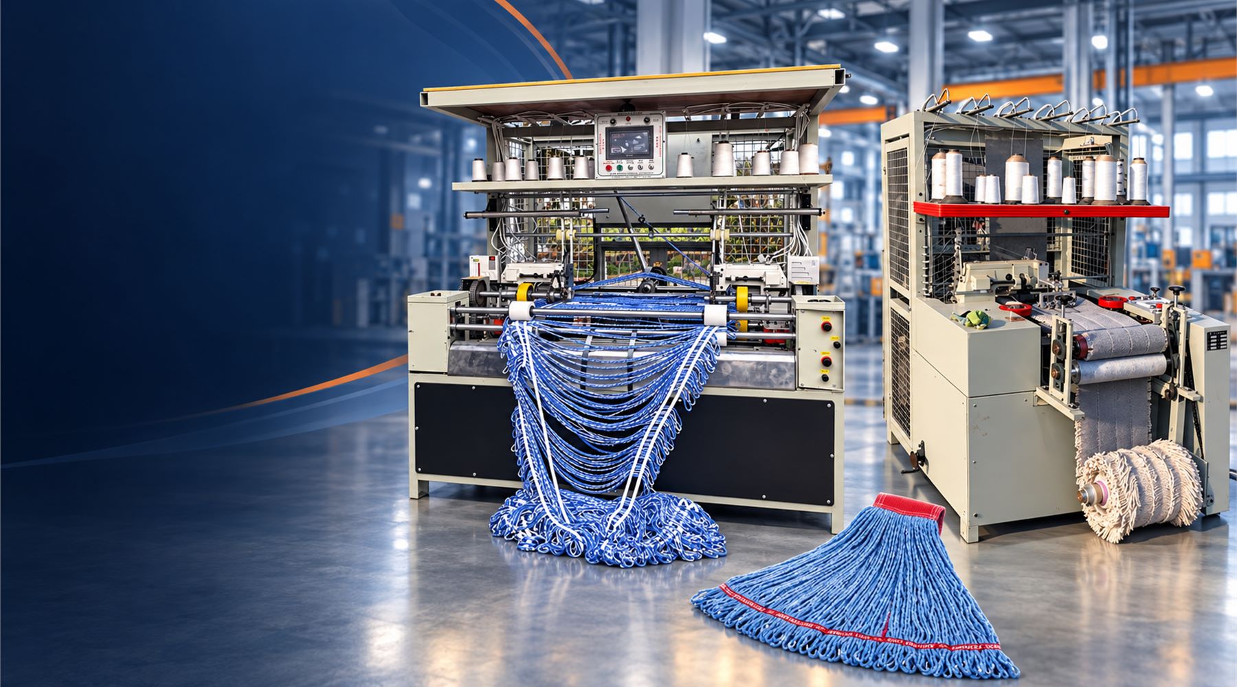 Two automatic loop mop machines in the Merit manufacturing facility