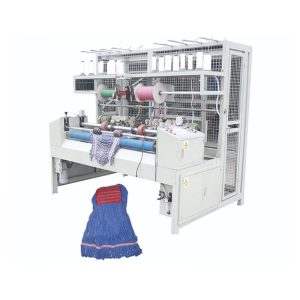 Automatic loop mop making machine with finished blue loop mop
